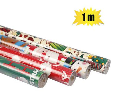 Christmas Stationery Gift Wrap 1m x 700mm, 4 Pack