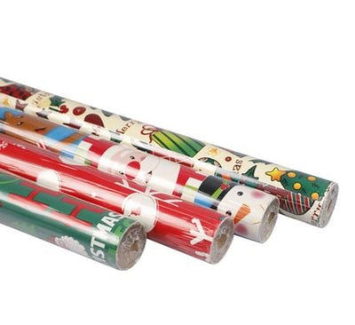 Christmas Stationery Gift Wrap 1m x 700mm, 4 Pack