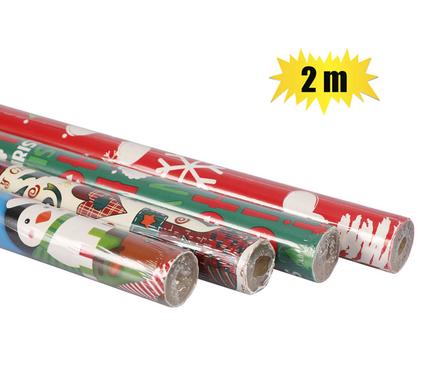 Christmas Stationery Gift Wrap 2m x 700mm - 60gsm, 4 Pack, Bulk Buy
