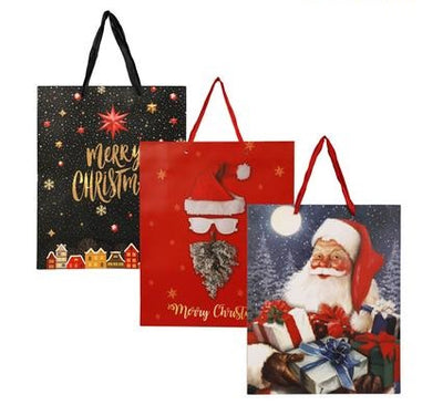 (3 Pack) Large Christmas Stationery Gift Bag 26x32cm