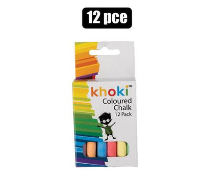 12 Piece Coloured Chalk Box Pack for Kids, Teachers or Home