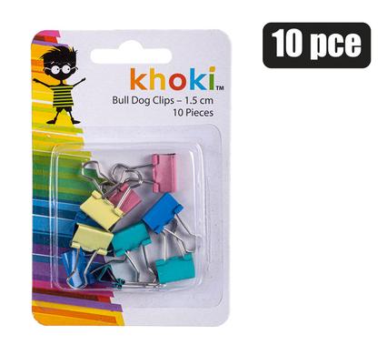 Bull Dog Clamp Paper Clips, [1.5cm] 10 Piece Set in Assorted Colours