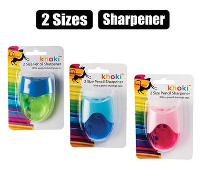 Khoki Double Hole Pencil Sized Sharpener with Shavings Case - [3 Piece] Set
