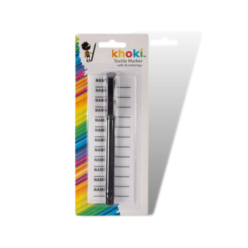 Khoki Textile Black Marker Single Pen with 36pc Name Tags Included