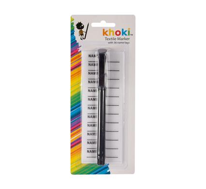 Khoki Textile Black Marker Single Pen with 36pc Name Tags Included