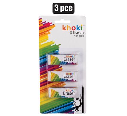 Non-toxic 3 Piece Rectangle Eraser Pack