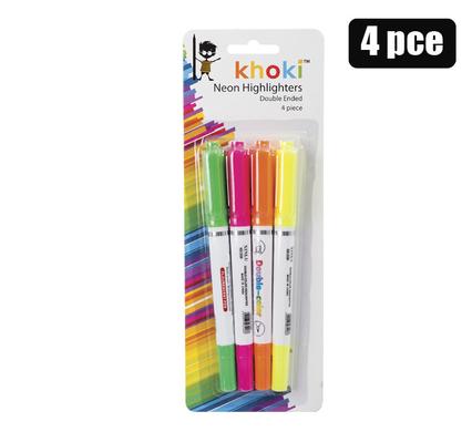 Double Ended 4pc Neon Highlighter Pack