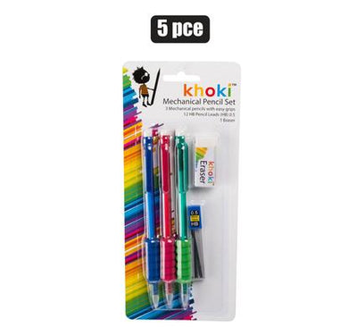 5pack Mechanical Stationery Pencil Set, 3x Pencils, 1x HB Lead Pack and Eraser