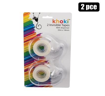 Khoki Adhesive Invisible Tape 2pack with Dispensers