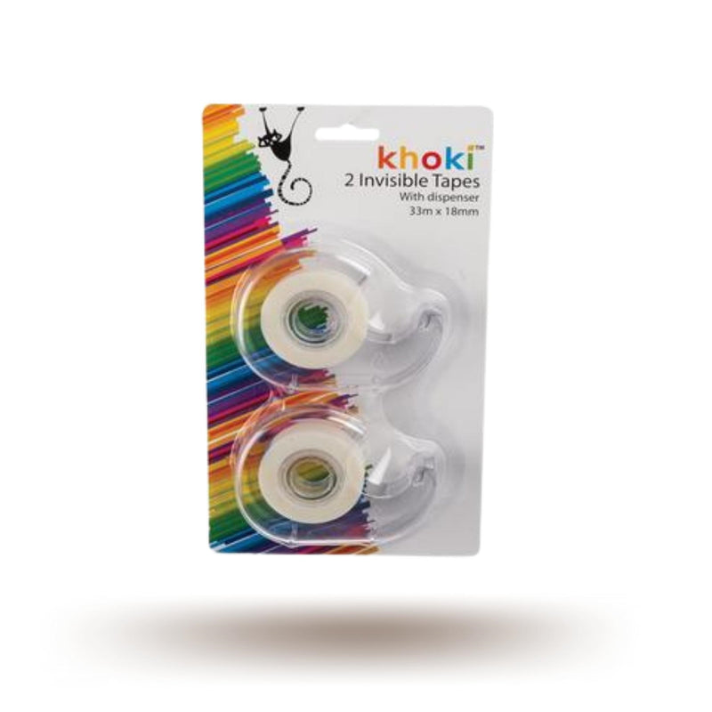 Khoki Adhesive Invisible Tape 2pack with Dispensers