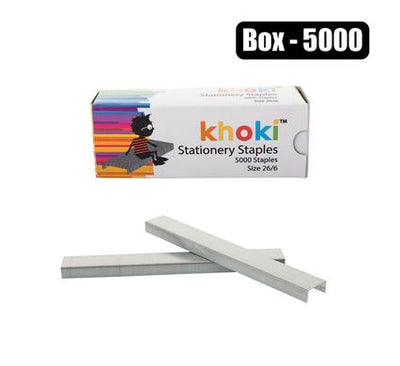 Khoki Desk Top Stationery Staples Carboard Box Pack, [5000 Piece] 26/6 Staples