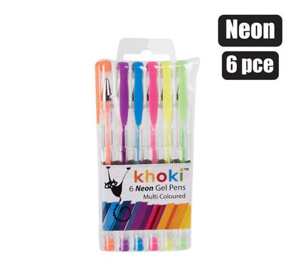 Multicoloured NEON Gel Pens Set 6 Pice with Lids