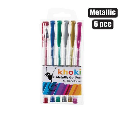 Metallic Fine Point 6 Piece Gel Pens with Lids