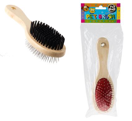 avenusa - PET DOG/CAT BRUSH 23cm WOOD 2-FUNCTION - avenu.co.za - Pet Supplies