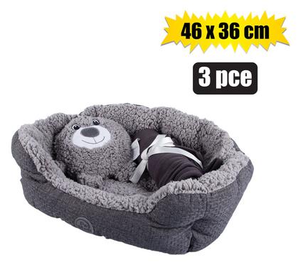 Puppy Pet Bed Toy and Blanket Starter Pack 3pc 46x36cm