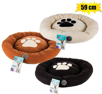 Pet Mall Pet Bed Fleece Round 59cm Diameter with Paw Print