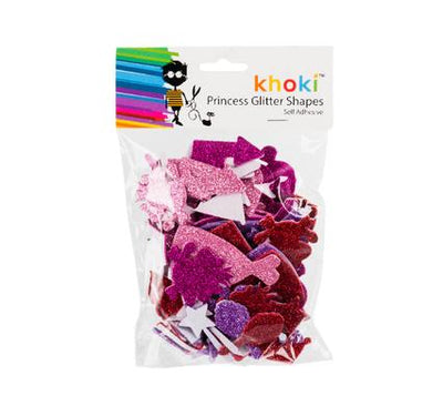 avenusa - Khoki Princess Glitter Shapes, Self Adhesive Assorted Shapes And Colours - avenu.co.za - Arts & Crafts