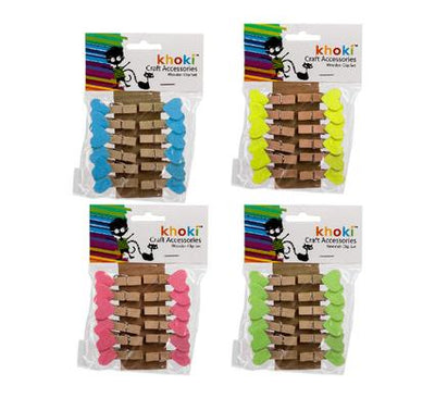 avenusa - 4 Pack, Wooden Mini Clothes-pegs 12 Pack in 4 Colours with Heart Shapes - avenu.co.za - Arts & Crafts