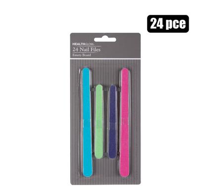 Emery Board Nail File Set 24pc Assorted Lengths and Colours