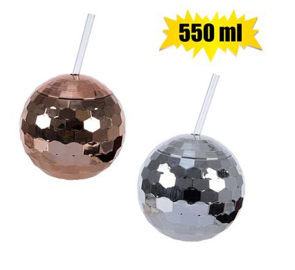 Shinny Party Disco Ball Tumbler 550ml Size, with Straw