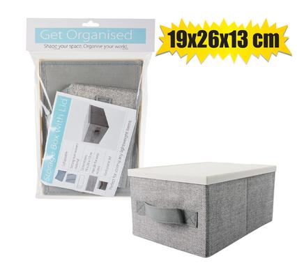 Collapsible Non-Woven Storage Box with Lid, 19x26x13cm