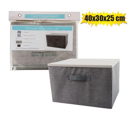 Organization Collapsible Storage Box Non-Woven with Lid, 40x30x25cm