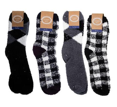 avenusa - Snuggly Bits Ladies & Mens Unisex Socks - Chequered Designs Assorted Colours - avenu.co.za - Fashion