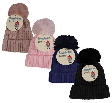 Kids Winter Knitted Beanie Pom-Pom design, Warm Winter Headwear