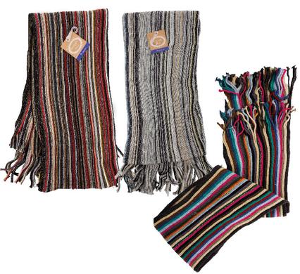 avenusa - Long Soft Knitted Striped Scalf-150 x 18 cm Assorted Colours with Fringe - avenu.co.za - Fashion