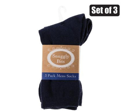 Snuggly Bits Premium Plain Navy Men's 3 Pair Sock Set