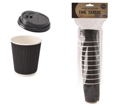 avenusa - Time Saver Paper Cups 250ml - 10 Pack with Lids - avenu.co.za - Home & Decor