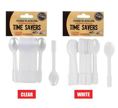 avenusa - Plastic Tea Spoons Time Savers 24 Piece (White or Clear) - avenu.co.za - Home & Decor