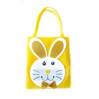 Kids Egg Hunt Bag Tote, Felt Bunny Face Carry Bag 4 PCS, Yellow,Blue,Pink,Purple