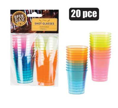 20pc Disposable Multi-Colour Plastic Shooter Glasses