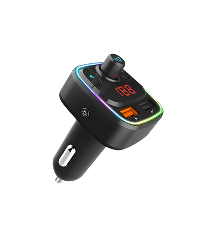 Car FM Wireless Transmitter + 18W PD Type-C Charger, In-Built Microphone with Siri Function