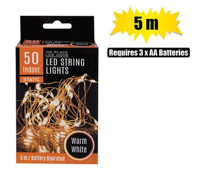 50 Bulb String Lights, LED Lights Warm White Fairy DIY Decor, 5m Length