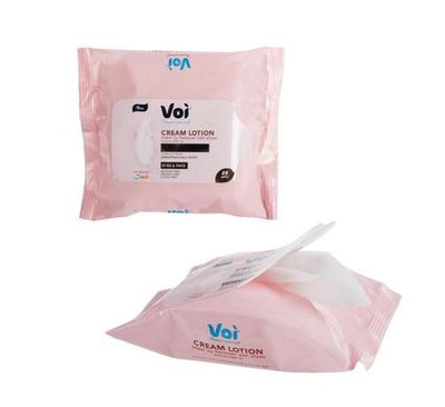 Voi Cream Lotion Make Up Remover Wet Wipes 25's Alcohol Free Dermatologically Tested