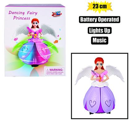 Battery Operated Rotating Dancing Fairy Princess with Music and Lights 23cm for Kids Ages 3+ Christmas Birthday Gift