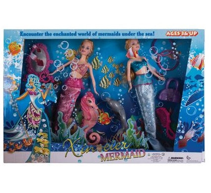 Enchanted Mermaid Twin Doll Set 9 Piece Gift Set for Girls Ages 3+