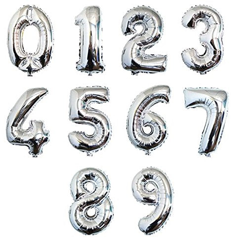 avenusa - Silver Number Air or Helium Foil Balloons, Size 106cm - avenu.co.za - Party & Decorations