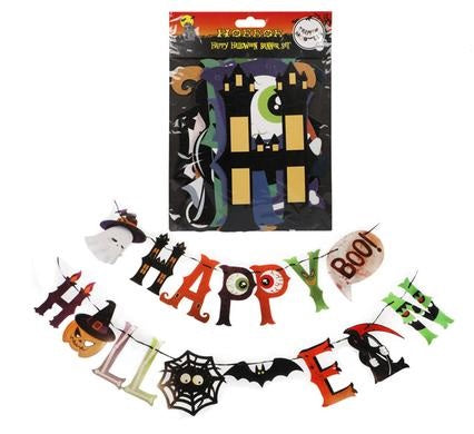 Happy Halloween Novelty Party Banner 2.2m 16 Pennants Outdoor Indoor Home Decor for Fireplace, Halloween Theme Party Decorations