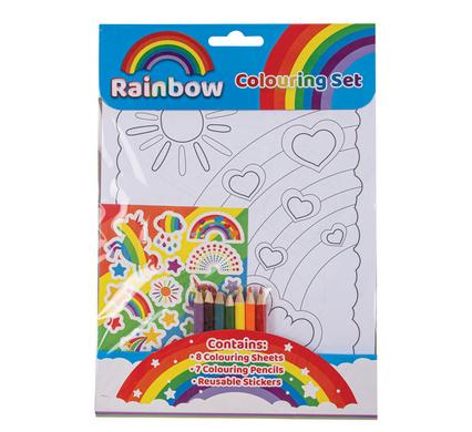Rainbow Colouring Art Set With Pencils And Reusable Stickers