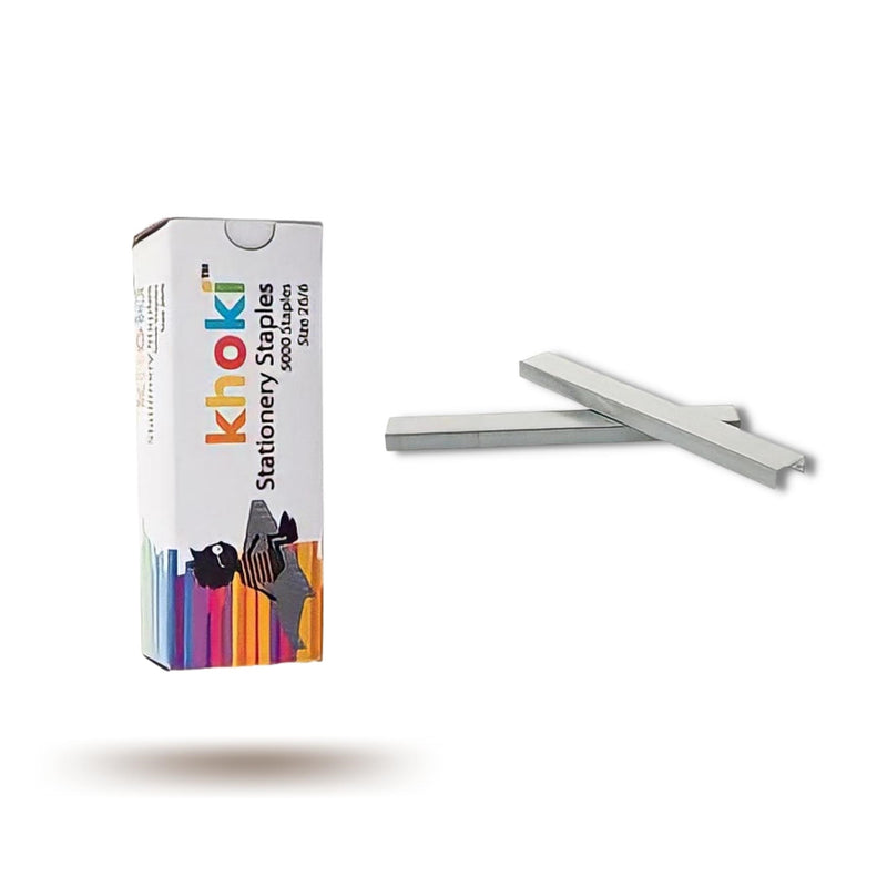 Khoki Desk Top Stationery Staples Carboard Box Pack, [5000 Piece] 26/6 Staples