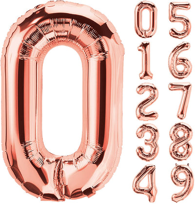 Rose Gold Foil Balloon Helium - Birthday Party Decoration, Anniversary Numbers 0 to 9 - 106 cm