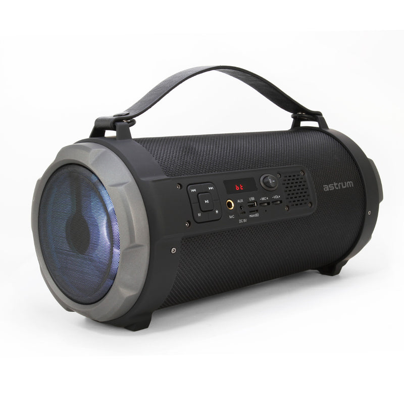 Wireless Portable LED Boombox Speaker, Leather Handle, Rechargeable Battery, Multifunction Input