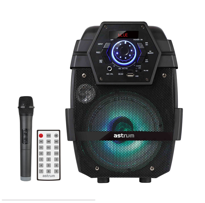 Multimedia Portable 6,5" Party Karaoke Speaker System with Wireless Mic, Remote and Rechargable