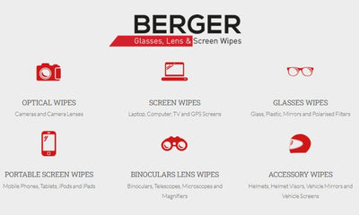Berger Glasses Lens and Screen Wipes Streak Free Quick Drying