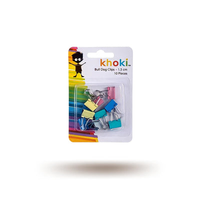 Bull Dog Clamp Paper Clips, [1.5cm] 10 Piece Set in Assorted Colours