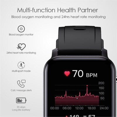 Square Smart Watch Android and IOS Compatible Fitness Tracker, Heart Rate Monitor, 40mm Touch Screen. Pedometer Smartwatch Sleep Monitor Men and Women