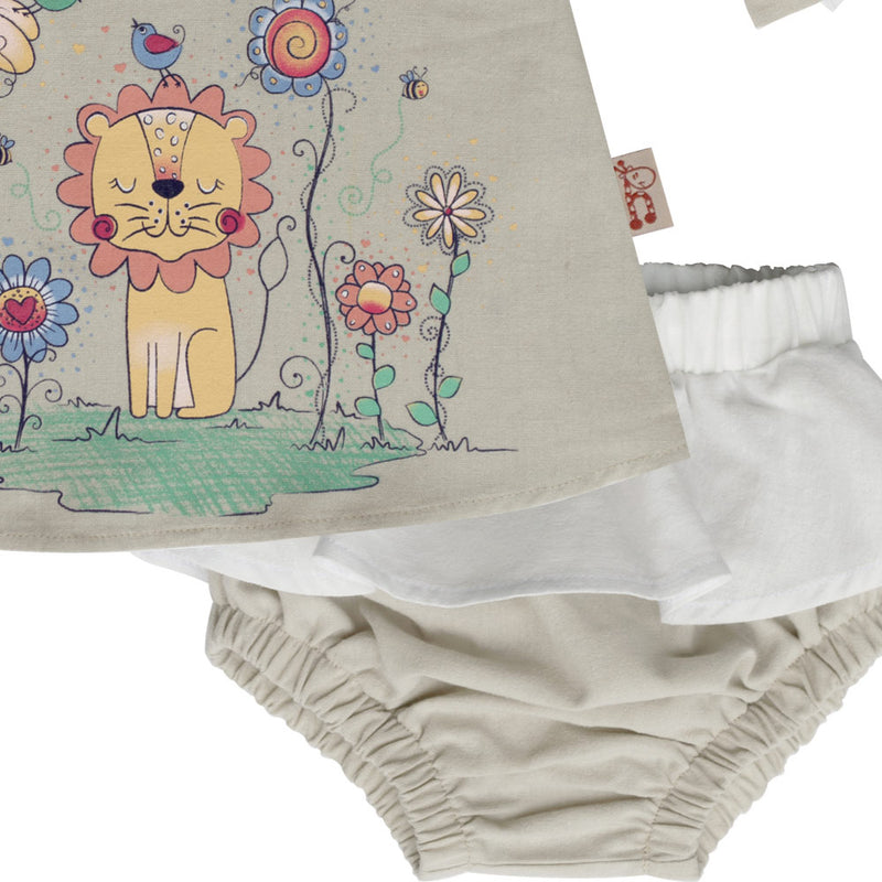 Cute Little Lioness Infant Baby Girl Set, Cotton Fabric - Sizes 12-24 Months